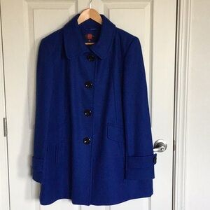 Pea Coat royal blue wool blend, size XL